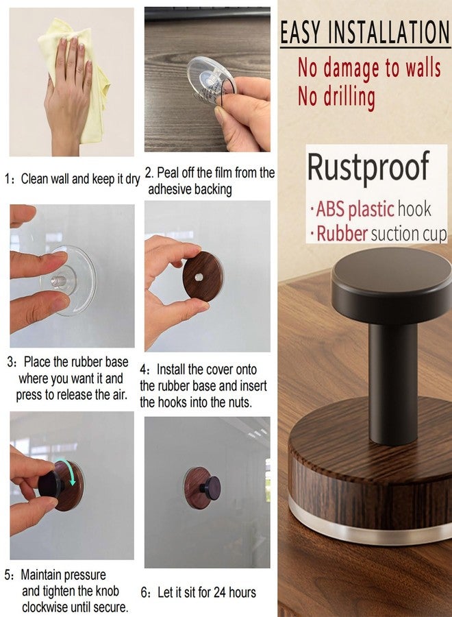 Aetherix Suction Cup Wreath Holder for Front Door Glass Door, Suction Cup Hooks for Shower, Bathroom, Window, Wall and Mirrors, Christmas & Halloween Wreath, Decor Hanger for Front Door（Wood Grain 3 Pcs） - Image 4